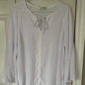 Long, wide sleeved large boho white shirt, NEVER WORN!